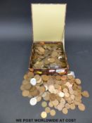 A box of UK sundry coinage, Victorian onwards,
