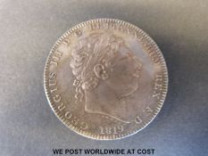 A George III 1819 crown, nice blue tone, LIX,