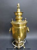 A Russian brass samovar converted to a lamp (56cm tall)
