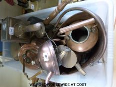 Copper ware to include coal scuttle, kettle,