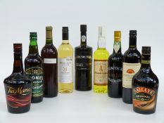 A selection of wine and fortified wines to include Leacock's Madeira, 750cl, 17.