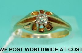 An 18ct gold ring set with an old cut diamond (size O)