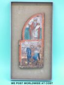 An 18th/19thC framed Russian triptych icon of Saint Stylianos of Paphlagonia with the infant child