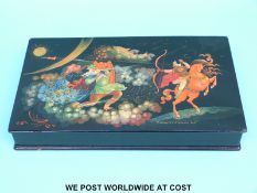 A large signed Russian lacquer box,