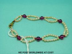 A seed pearl and ruby bracelet