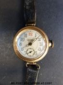 Frankels Tavannes Special 14ct gold transitionary style gentleman's wristwatch with subsidiary