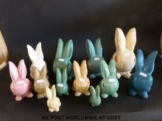 Twelve pottery/ceramic rabbits to include Sylvac,