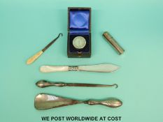 A hallmarked silver lidded pot, London 1940, in original box,