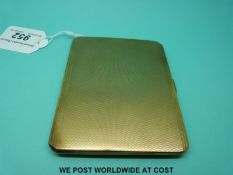 A 9ct gold engine turned cigarette case,