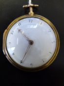 A 22ct gold George III gentleman's pair cased pocket watch with key-wind fusee movement with verge