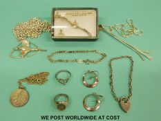 A quantity of silver jewellery including pendants, rings,