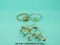 An 18ct white gold ring set with a pear cut chrysoberyl,