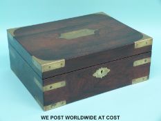 A 19thC rosewood travelling box,
