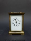 French brass carriage clock, late 19th / early 20th Century, movement back plate stamped R & Co.