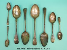 Eight Georgian and later hallmarked silver spoons,