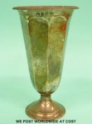An Elkington & Co hallmarked silver octagonal pedestal vase, height 15cm,