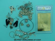A quantity of silver and other jewellery including earrings,