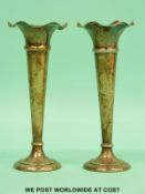 A pair of Edwardian hallmarked silver spill cases, B'ham 1904 maker's mark rubbed, 19.