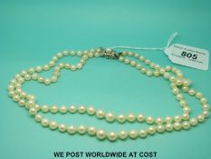 A double strand pearl necklace,