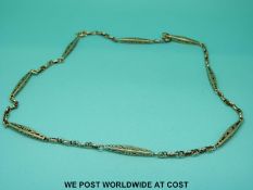 A 9ct gold necklace of elongated pierced links (8.