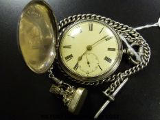 W Crump Ryde hallmarked silver full hunter pocket watch with subsidiary seconds dial and Roman