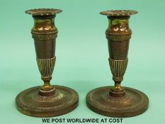 A pair of 19th century gilt metal candlesticks (height 13cm)