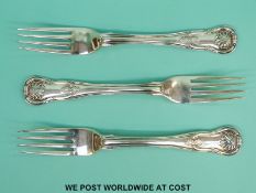 Three Irish hallmarked silver King's pattern forks, 1826 with crowned harp and hibernia,