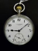 J W Benson London hallmarked silver pocket watch with Arabic numerals and blued hands to the white