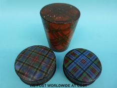Two tartanware trinket or patch boxes,