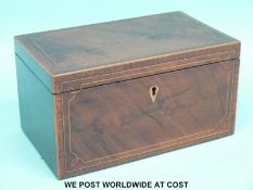 A Georgian mahogany inlaid two division tea caddy (W22xD13xH12cm)