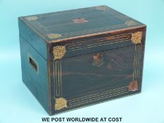 A 19th / early 20thC coromandel wood ladies travelling or vanity case,