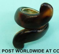 A yellow metal ring with a faux tortoiseshell outer layer (Size E, 5.