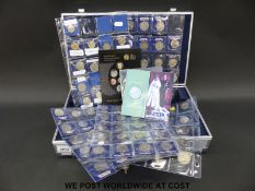 Eighty collectable 50p coins in collector's pockets,