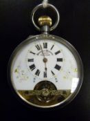 Hebdomas patent hallmarked silver keyless winding pocket watch with Roman numerals,