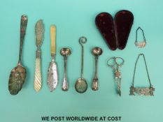 A quantity of Georgian and later hallmarked silver items including berry spoon,