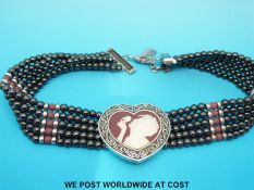 A Stephen Webster for Wedgwood choker with a silver heart depicting China Girl and pyrite beads