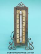An Edward VII hallmarked silver mounted desk thermometer, Birmingham 1907 maker Lawrence Emanuel,