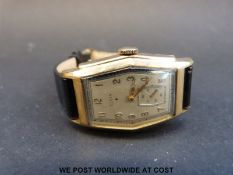 Elgin gentleman's wristwatch with subsidiary seconds dial, gold hands and Arabic numerals,
