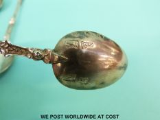 Set of six hallmarked silver apostle spoons and three others (144g)