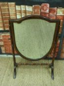 A 19thC shield shaped dressing table mirror (H61cm)