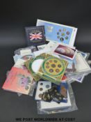 A quantity of UK brilliant uncirculated coin collection sets and sundry other coins