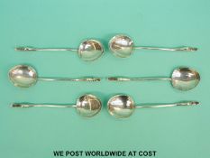 A set of six novelty hallmarked silver teaspoons with duck head finials,