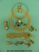 A hallmarked silver charm bracelet and a quantity of costume jewellery, faux pearls, earrings, etc.