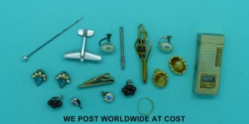 A 22ct gold wedding band in Bristol ring box, lighter, etc.