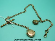 A 9ct gold graduated Albert with 9ct gold swival fob and compass (29g)