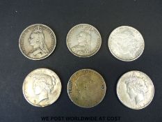 A Victorian 1890 Jubilee crown together with an 1887double florin,