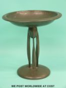 An Archibald Knox Liberty style Arts & Crafts Tudric pewter tazza (height 26cm diameter 25cm)