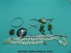 A collection of silver and other costume jewellery