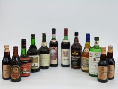 A quantity of bottles of alcohol to include; De Kuyper cherry brandy, Berisford sherry,