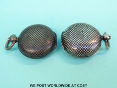 Two hallmarked silver sovereign holders with chequered niello decoration,